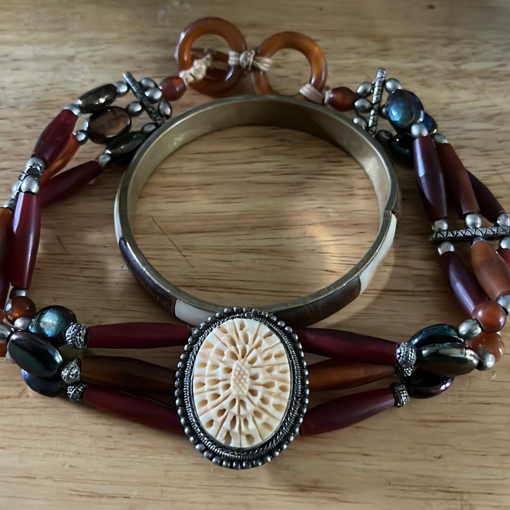 VINTAGE EUC Choker and Bracelet Boho Combo 1970s